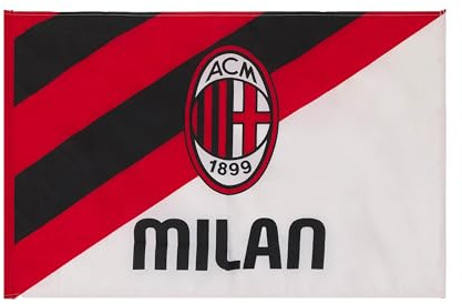 A.C. Milan - Bandiera, Prodotto Ufficiale, Nero-Rosso-Bianco, 0