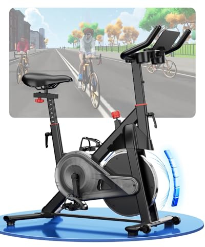 Copant Bicicleta Estática en Cass con Pantalla LCD y App Control, Bicicleta de Ejercicio Interior con Resistencia Magnética Ajustable, Capacidad de Carga 136KG