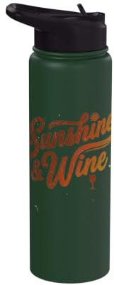 Sunshine and Wine Tshirt Funny Summer Drinking Sun Vino Stainless Steel Insulated Water Bottle