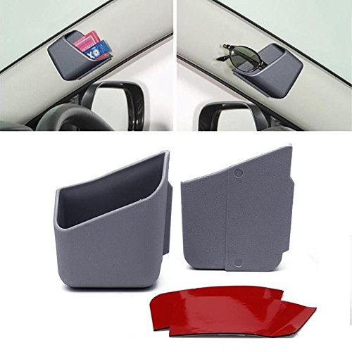 GRAU/GREY 2er Set Brillenhalter selbstklebende Kfz Sonnenbrillen Etui Fach Brillenetui Sonnenbrillenhalterung Brillenablage Halter Organizer INION