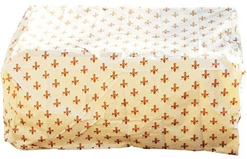 AFP Gartenmöbel Schutzhülle Gartenbank, Lilien-Design beige, 134cm - Gartenmöbel Abdeckung WOODSAFE - atmungsaktive Schutzhaube/Abdeckplane / 2 Jutesäckchen Gratiszugabe