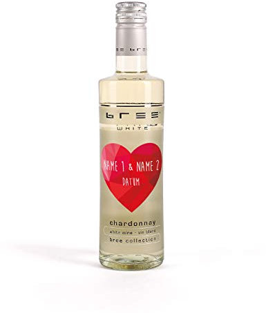 Herz & Heim® Kleines Weingeschenk für Liebende mit persönlichem Etikett - kleiner Bree Wein (1 x 0.25 l) Weiß