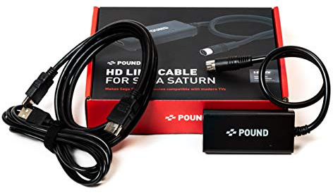 POUND Câble Convertisseur Hdmi HD pour Sega Saturn - Câble Hdmi avec Qualité d'image RGB Natif, Résolution 720p, avec Cable Micro USB pour Une Alimentation Accrue