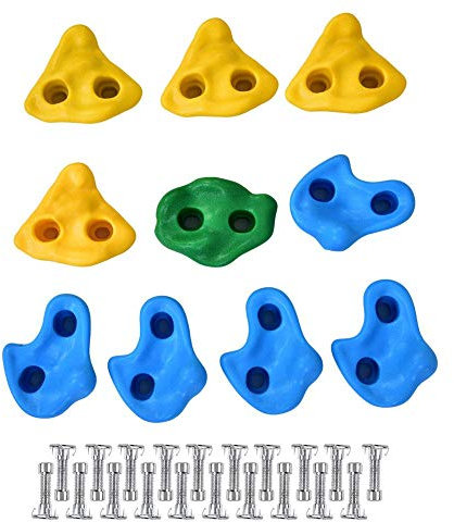 Wakects 10 Enfants Escalade, Poignée d'escalade Anti-ultraviolette pour Mur d'escalade, Kit d'escalade avec 20 Vis pour Escalade Couleur, Jeux D'Intérieur/Extérieur.