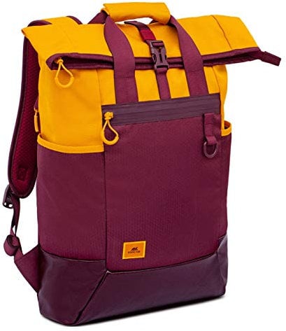 Rivacase Ultraleichter Rucksack Laptop bis 15.6 Zoll - Tagesrucksack wasserabweisend, Schulrucksack und Schultasche, Sportrucksack für Reisen und Arbeit (Burgunderrot)
