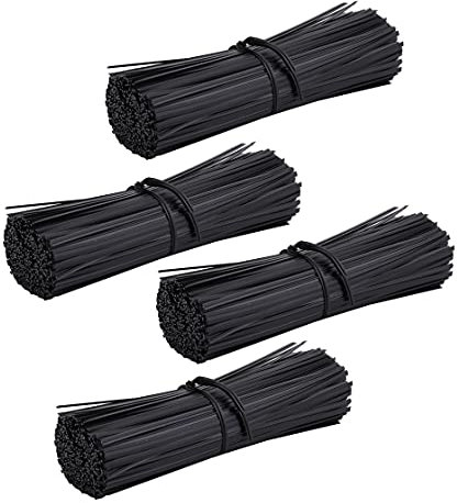 Suwimut 2000 Pieces 5 inches/12.7cm Plastic Black Twist Ties, Cable Cord Wire Ties