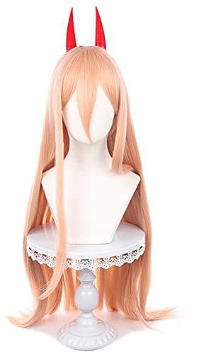 HIROAKIYA Power Wig - Chainsaw Man Cosplay Wig with Clip Horns, Length approx.85cm