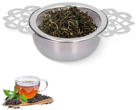 Filtro per Il Tè, Colino da Tè Vintage Colino da Tè in Acciaio Inox con Doppio Manico Filtro Tisane Filtro da Tè (Argento)