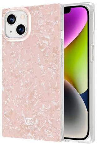 Cocomii Square Pearl Glitter iPhone 13 Mini Case, Slim Thin Glossy Soft Flexible TPU Silicone Rubber Gel Trunk Box Square Edges Fashion Bumper Cover Compatible with Apple iPhone 13 Mini (Pink)