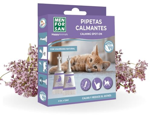 MENFORSAN Pipetas calmantes para Gatos | Blister con 2 Unidades | Calma y Reduce el Estrés | con Valeriana Natural | Incoloro