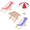 Belvanr Miniatur Strand Sonnenschirm Liegestuhl 4 Stück Strand-Mikrolandschaft Mini Liegestuhl Miniatur Faltbarer Hölzerner Strand Stuhl Hölzerner Mini Deko Liegestuhl für Strand Mikrolandschaft Deko