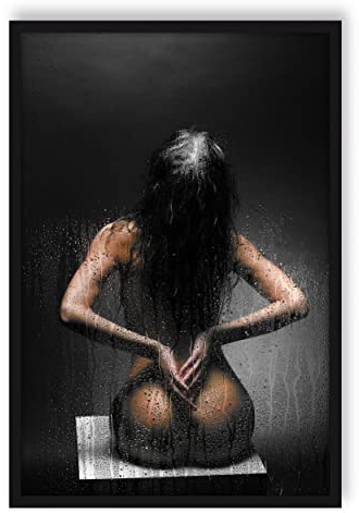 Pixxprint Nackte Frau, Poster im Bilderrahmen, Format: 100x70cm, Kunstdruck gerahmt