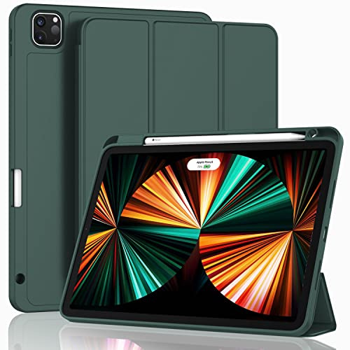 ZryXal iPad Pro 12,9 Zoll Hülle 2022/2021/2020 (6. / 5. / 4. Generation) mit Stifthalter, Smart Case [unterstützt Touch ID und automatische Wake/Sleep] mit automatischer Bleistiftladung der 2.