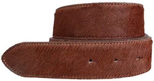 BELTINGER Wechselgürtel mit Fell ohne Schnalle 4 cm | Kuh-Ledergürtel für Damen Herren 40mm | Fell-Druckknopfgürtel 4cm | Braun 85cm