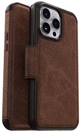 OtterBox iPhone 14 Pro Max (ONLY) Strada Series Case - ESPRESSO (Brown), card holder, genuine leather, pocket-friendly, folio case