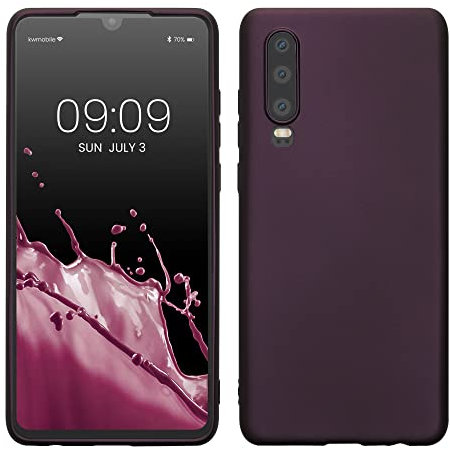 kwmobile Case kompatibel mit Huawei P30 Hülle - Schutzhülle aus Silikon metallisch schimmernd - Handyhülle Metallic Brombeere