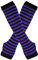 B-HOT Warme fingerlose Handschuhe, dehnbar, gestrickt, Daumenloch, Sonnenschutz, lange Arme, gestreift, violett / schwarz, One size