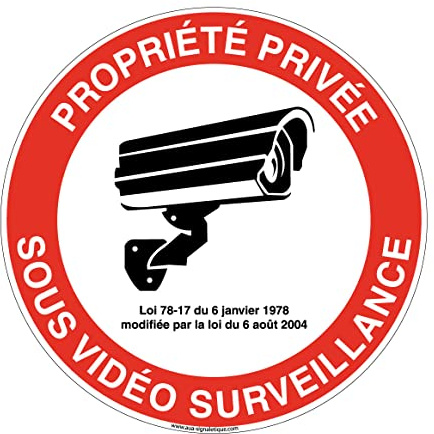 AUA SIGNALETIQUE - Panneau De Signalisation Circulaire en PVC 1.5 mm (Ø 400 mm, Propriété Privée Sous Vidèo)