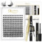 Individual-Lashes 144 Cluster-Lashes QUEWEL DIY Eyelash-Extensions-Kit, Clusters Eyelash Applicator, Cluster Lashes Bond and Seal Super Hold, Clusters Lash Glue Remover Easy to Remove(QU-RR-DH-01)