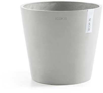 Ecopots Blumentopf Amsterdam Weiß Grau - Durchmesser Ø 17 cm rund klein - Pflanzentopf aus Recycling Kunststoff - Übertopf modern für Indoor und Outdoor