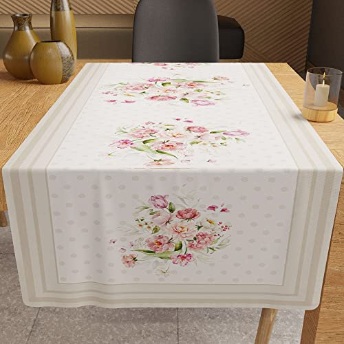 PETTI Artigiani Italiani - Tischläufer, Küchenläufer, Tischläufer, Digitaldruck, Shabby Punkte Taupe, 100% Made in Italy