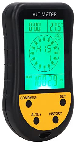 8 in 1 Digital Höhenmesser, Anzeige von Azimut/Richtung/Uhr/Temperatur/Wettervorhersage und Höhe, Multifunktionales Mini Thermometer für Outdoor Wandercamping