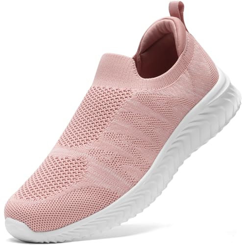 STQ Zapatillas Deportivas Mujer Slip-on Casual Sin Cordones Antideslizantes Malla Deslizante Zapatos Fascitis Plantar Verano Andar Rosa Oscuro 39 EU