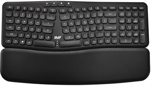 RVP+ Split Ergonomic Keyboard with Magnetic Wrist Rest (2.4 GHz), Wireless Keyboard, Bluetooth and USB Interface - Black
