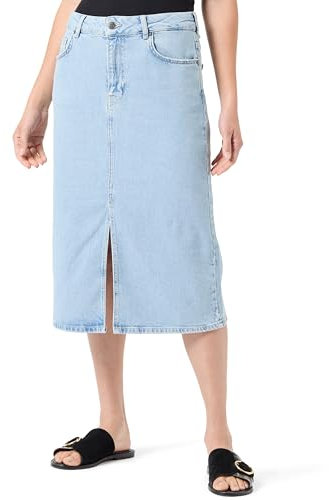 Object Objellen MW Midi Denim Skirt Noos Falda, Mezclilla De Color Azul Claro, S Mujeres