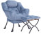 YOTATING Bequemer Sessel mit Fußhocker, Lazy Chair mit Ottomane, Freizeit-Akzentstuhl, Relax-Lounge-Sessel mit Armlehnen & Seitentasche für Wohnzimmer, Schlafzimmer & kleine Räume, Plüsch, Hellblau