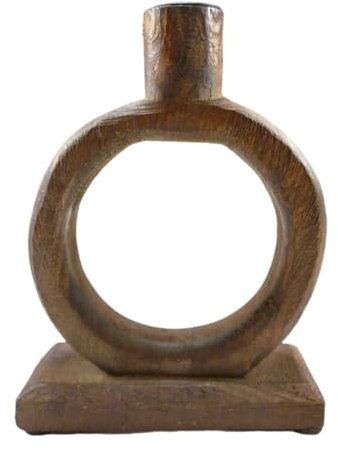 Kerzenhalter Stabkerze rund aus Mango in Braun-Antik