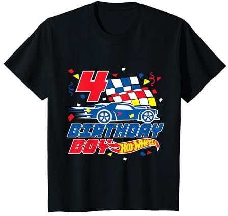 Kinder Kids Hot Wheels – 4 Birthday Boy T-Shirt