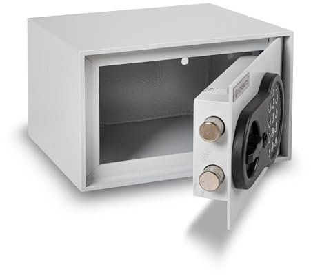 Konsmetall - Tresor Kolibri 2.0 16 T mit Elektronischem Codeschloss, Möbeltresor 15,3 x 24,6 x 21,3 cm, Einbruchhemmender Rahmen - Lichtgrau