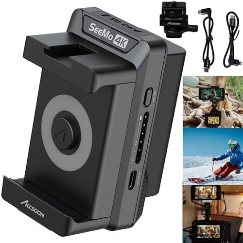 Accsoon SeeMo 4K Video Transmitter Monitoring Adapter 4K HDMI Video on iOS Devices for iPad/iPhone/Cameras for Monitoring/Recording/Live Stream. (Black)