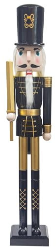 KI Store Schiaccianoci natalizio, 120 cm, taglia grande, XXL, in legno, decorazione natalizia (Nero Soldato)