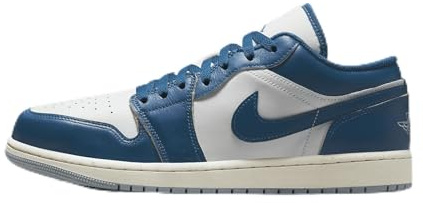 Men's Air Jordan 1 Low Shoes, White/Industrial Blue-blue Grey-sail, 7 UK