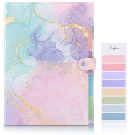 SKYDUE Porte-documents A4 accordéon avec 5 poches pour maison, bureau, travail (rose marbre)