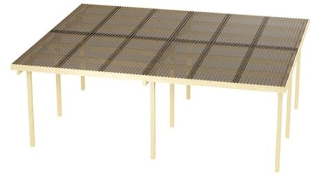 Wood&Play Granit II tetto doppio per garage - Lavorazione di alta qualità - Autoassemblaggio - Stabile e durevole - Base solida - 600 x 500 cm (pali 210 cm) + tetto in policarbonato marrone