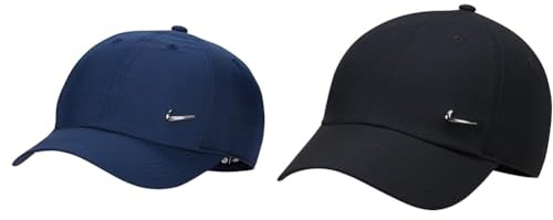 Nike Unisex Kinder Club Baseballkappe, Midnight Navy, Einheitsgröße EU & Dri-Fit Club, Hut Mit Visier, Schwarz/Metallisches Silber, S/M, Unisex Erwachsener