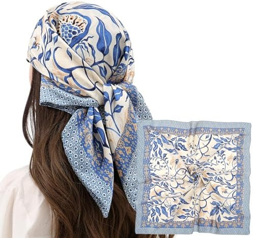 ZephyrHome bandana,kopftuch damen,Schal,quadratisches satin-kopftuch,Grafikdruck Seidentuch,Elegantes Halstücher,Geschenk für Mutter geeignet für Kopftuch, Taschentuch, Hals, Handgelenk(70x70cm)