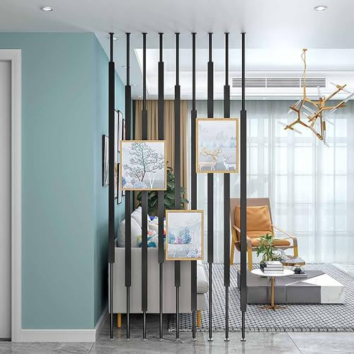 Holzlatten Raumteiler Boden bis Decke Wand Pfosten Trennwand - Höhenverstellbar Sichtschutz für Waschraum, Balkon, Treppenhaus