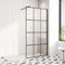 Shower Screen, 1000 x 1900mm Walk in Shower Screen with Black Grid-Pattern Glass, Reversible, 8mm Easy Clean Toughened Glass