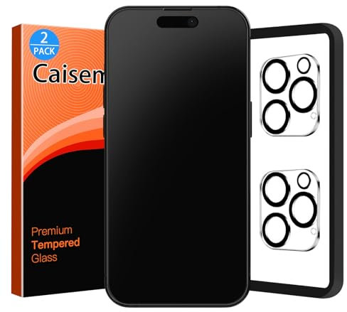 Caisemo 2 Pack Matte Glass Screen Protector for iPhone 14 Pro Max with 2 Pack Camera Lens Protector and Easy Install Tool, Anti-Glare, Anti-Fingerprint, Silky Smooth