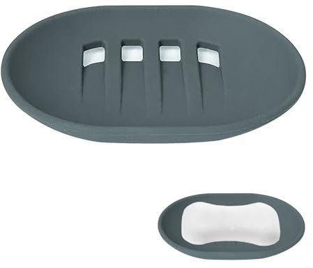 Silikon Ablauf Seifenschale, Rutschfester und Tragbarer Seifenhalter, Halten Seife Trocken, Für Küchenspüle, Seifenhalter für Küchenspüle,Grau