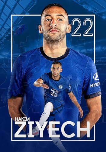 XYNZTF DIY 5d Diamant Malerei Kits FüR Erwachsene Chelsea FC 2020/21 Hakim Ziyech Fußball Kreuzstich Art Kristall Strass Stickerei Painting 23.6x35.4(60x90cm)