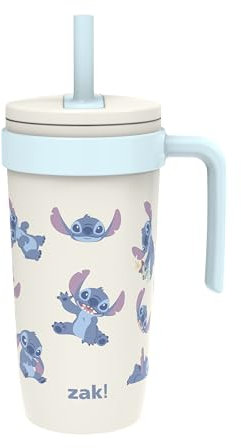 Zak Designs Disney Fairway Reisebecher für unterwegs oder zu Hause, 530 ml, Edelstahl mit Vakuumisolierung, auslaufsicherer Silikon-Trinkhalm und Tragegriff für kalte Getränke (Stich)