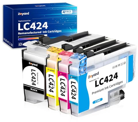 Zoyood LC424 Patronen Value Pack Kompatibel für Druckerpatronen Brother LC-424 LC-424VAL Multipack für Brother DCP-J1200W DCP-J1200WE (1 Schwarz, 1 Cyan, 1 Magenta, 1 Gelb, 4er-Pack)