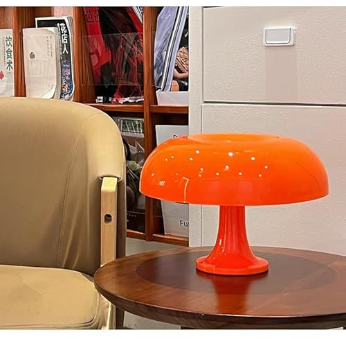 AoLa LED Orange Pilz Tischleuchte Acrylschirm Tischleuchte mit Kabel Dimmbar Nachtlicht mit Schalter 3000K-6000K Innen Nachttischlampe Moderne Beleuchtung Mushroom Dekoration Lampe Orange