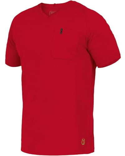 Leibwächter Flex-Line Herren Arbeitsshirt mit Brusttasche – Kornblau – Gr. XS – Relaxed Fit Shirt Baumwolle – T-Shirt mit V-Ausschnitt – Antibakteriell und Antipilling