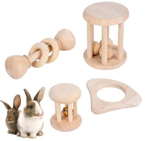 Jouets pour Lapins,Jouets en Bois Anti-Ennui pour Rongeurs | Fournitures Sécurisées Résistantes Aux Morsures Soin Dentaire Maison Et Extérieur pour Hamsters